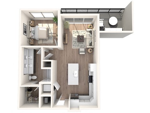 Floor plan for 1 bed, 1 bath, 788 sqft